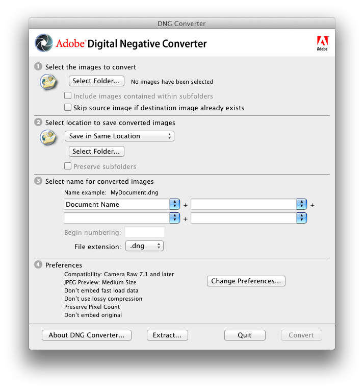 Adobe raw to dng converter